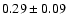 $ 0.29 \pm 0.09 $