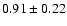 $
0.91 \pm 0.22 $