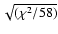 $\sqrt{(\chi^2/58)}$