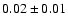$ 0.02 \pm 0.01 $