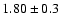 $ 1.80 \pm 0.3 $