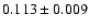 $ 0.113 \pm 0.009 $