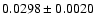 $ 0.0298 \pm 0.0020 $