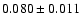 $ 0.080 \pm 0.011 $