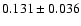 $ 0.131 \pm 0.036 $