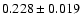 $ 0.228 \pm 0.019 $