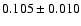 $ 0.105 \pm 0.010 $