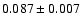 $ 0.087 \pm 0.007 $