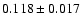 $ 0.118 \pm 0.017 $