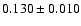 $ 0.130 \pm 0.010 $