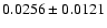 $ 0.0256 \pm 0.0121 $