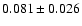 $ 0.081 \pm 0.026 $