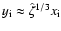 $y_{\rm i}\approx\hat{\zeta}^{1/3}x_{\rm i}$