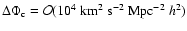 $\Delta\Phi_{\rm c}=\mathcal{O}(10^4~{\rm km}^2~{\rm s}^{-2}~{\rm Mpc}^{-2}~h^2)$