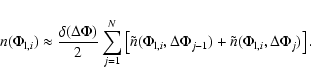 \begin{displaymath}%
n(\Phi_{{\rm l},i})\approx\frac{\delta(\Delta\Phi)}{2}\sum_...
...\Phi_{j-1})+\tilde{n}(\Phi_{{\rm l},i},\Delta\Phi_j)
\right].
\end{displaymath}