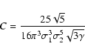 \begin{displaymath}%
C=\frac{25\sqrt{5}}{16\pi^3\sigma_1^3\sigma_2^5\sqrt{3\gamma}}
\end{displaymath}