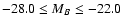 $ -28.0 \le M_B \le -22.0$