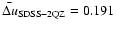 $\bar{\Delta u}_{\rm SDSS - 2QZ} = 0.191$
