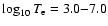 $\log_{10}T_{\rm e}=3.0{-}7.0$