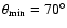 $\theta_{\min}=70^\circ$