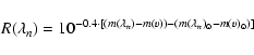 \begin{displaymath}%
R(\lambda_{n})=10^{-0.4\cdot [(m(\lambda_{n})-m(v))-(m(\lambda_{n})_{\odot}-m(v)_{\odot})]}
\end{displaymath}
