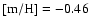 ${\rm [m/H]=-0.46}$