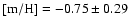 ${\rm [m/H]=-0.75\pm0.29}$