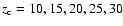 $z_{\rm c}=10,15,20,25,30$