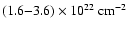 $(1.6{-}3.6)\times 10^{22}\ {\rm cm}^{-2}$