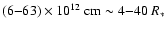 $(6{-}63)\times10^{12}~{\rm cm} \sim 4{-}40~R_{{\rm *}}$