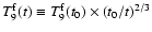 $T_9^{\rm f}(t)\equiv T_9^{\rm f}(t_0)\times (t_0/t)^{2/3}$