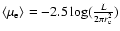 $\langle \mu_{\rm e} \rangle=-2.5 \log( \frac{L}{2\pi r_{\rm e}^{2}})$