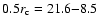 $0.5r_{\rm c}=21.6{-}8.5$