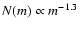 $N(m)\propto m^{-1.3}$