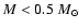$M<0.5~M_{\odot}$