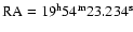 ${\rm RA}=19^{\rm h}54^{\rm m}23.234^{\rm s}$