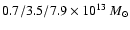 $0.7/3.5/7.9 \times 10^{13}~M_{\odot}$