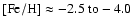 $\rm [Fe/H] \approx -2.5 ~to -4.0$