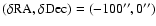 $(\delta {\rm RA}, \delta {\rm Dec}) = (-100'',0'')$