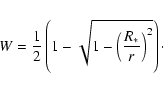 \begin{displaymath}%
W=\frac{1}{2}\left(1-\sqrt{1-\left(\frac{R_*}{r}\right)^2}\right)\cdot
\end{displaymath}