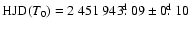 ${\rm HJD}(T_{0}) = 2~451~943\hbox{$.\!\!^{\rm d}$ }09 \pm 0\hbox{$.\!\!^{\rm d}$ }10$