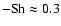 $-\mbox{Sh}\approx0.3$