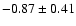 $-0.87\pm0.41$