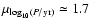 $\mu_{\log_{10}(P/{\rm yr})}\simeq 1.7$