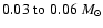 $0.03\;{\rm to}\;0.06~{M}_\odot$