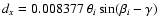 $d_x = 0.008377 ~ \theta_i \sin(\beta_i-\gamma)$