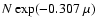 $N\exp(-0.307~ \mu)$