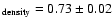 $_{\rm density} = 0.73\pm 0.02$