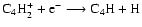 $\rm C_4H_2^+ + e^- \longrightarrow C_4H + H $