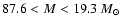 $87.6<M<19.3~M_\odot$